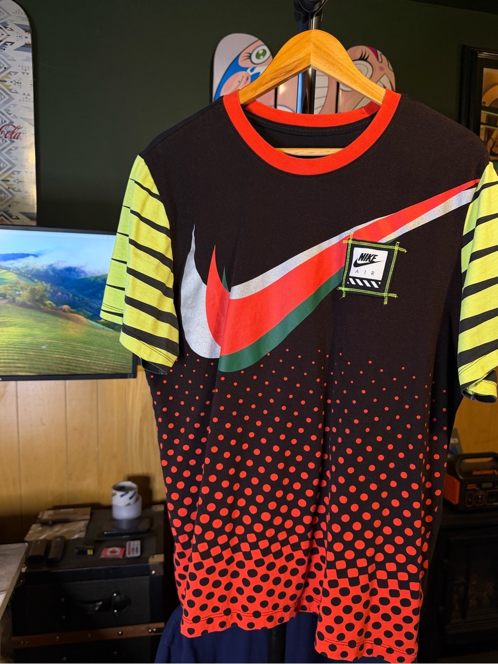 Nike Gel Retro Future Color Block Polka Dot Men Tee T-Shirt Black CJ6995 010